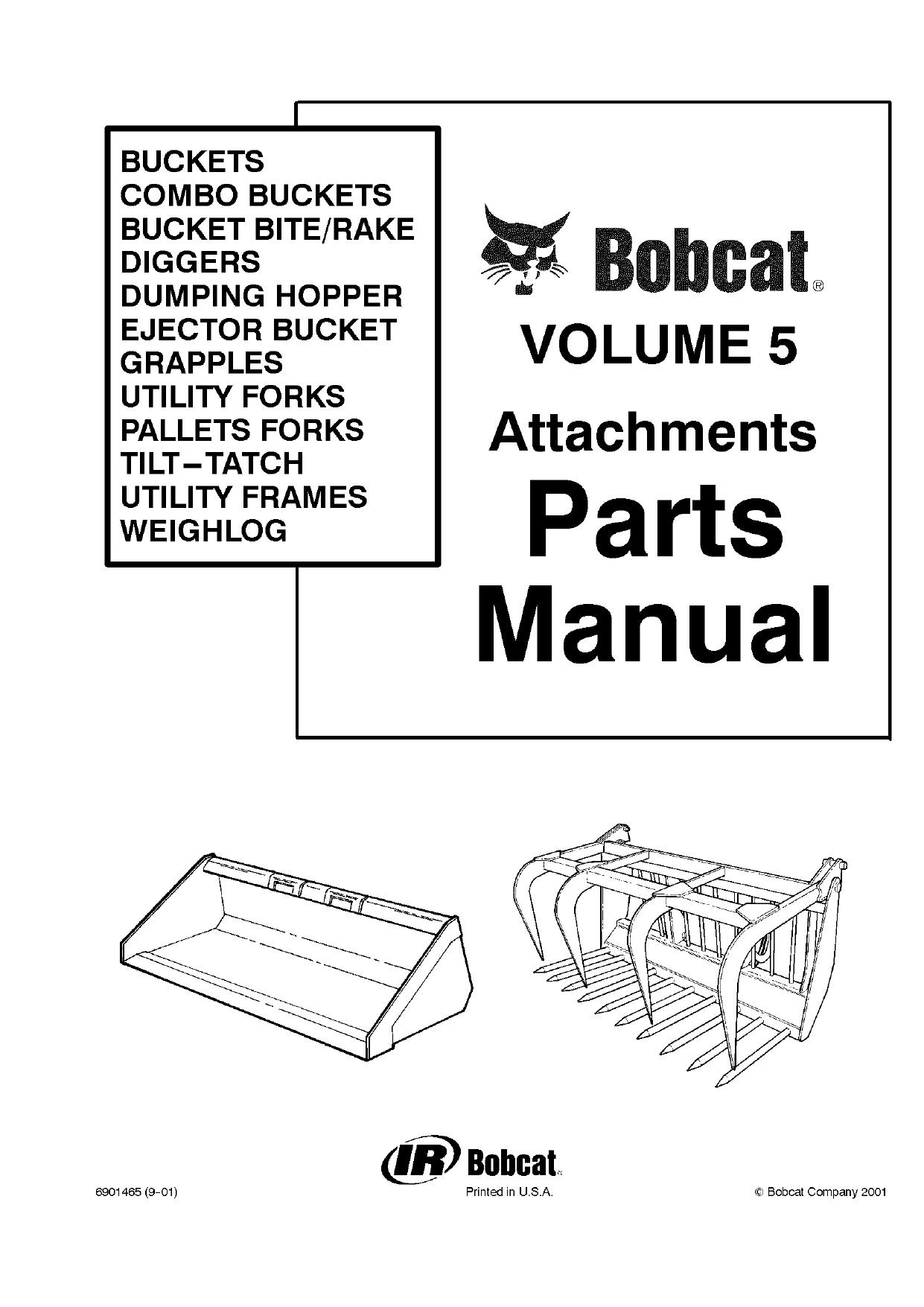 Bucket Bite Rake parts manual Bobcat